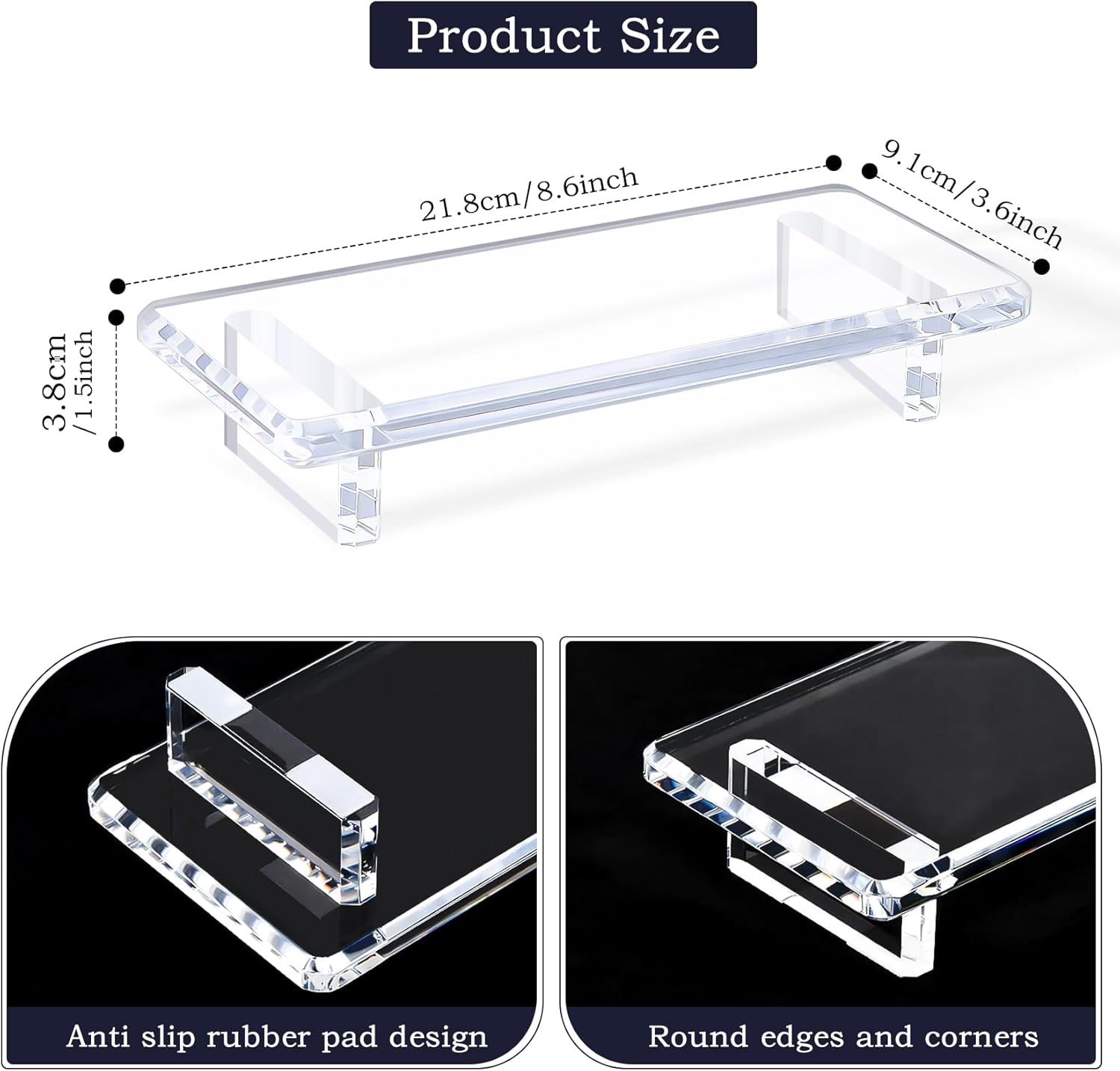 2-Piece Acrylic Bathroom Counter Tray Stand