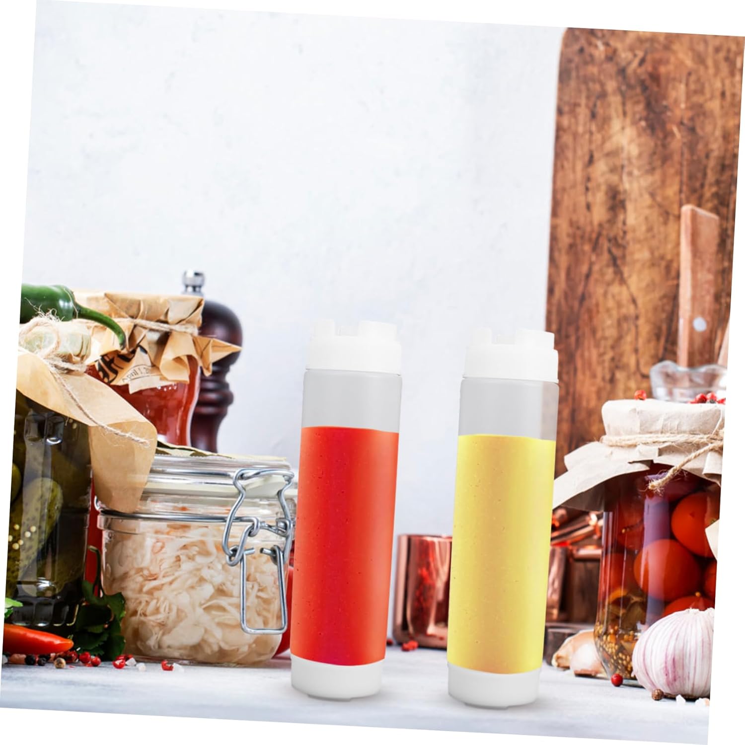 CIYODO 480ml Condiment Squeeze Bottles for Dual Sausage Ketchup dressing