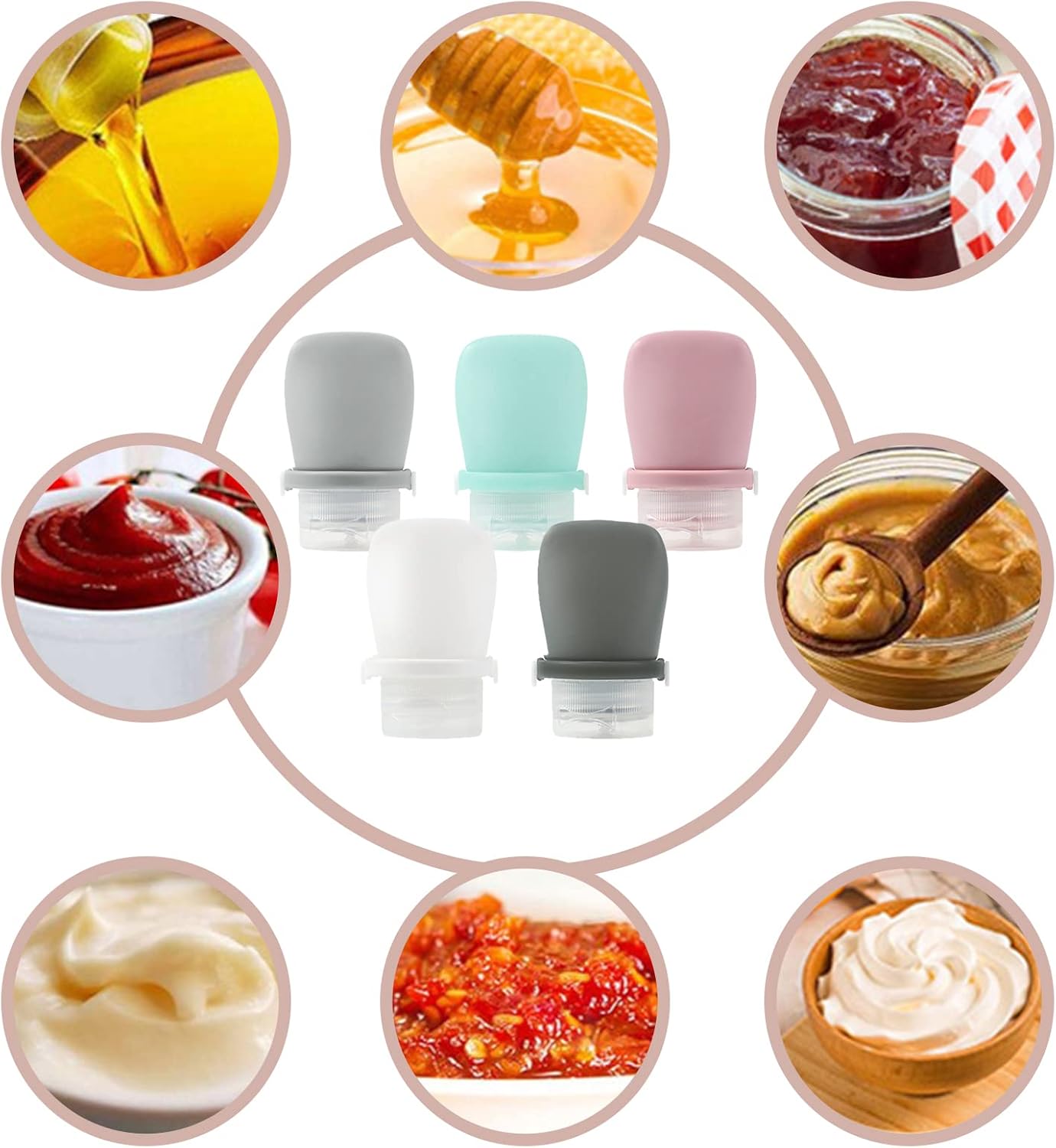 5-Piece Squeeze Bottle Set with Brushes
