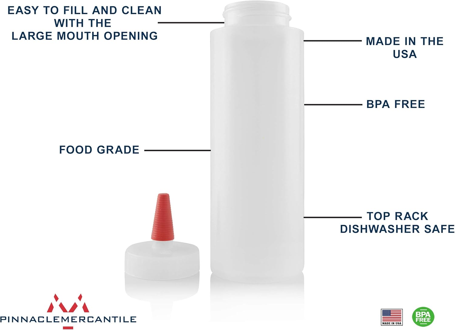 Win 24-Pack Pinnacle Red Cap Squeeze Bottles