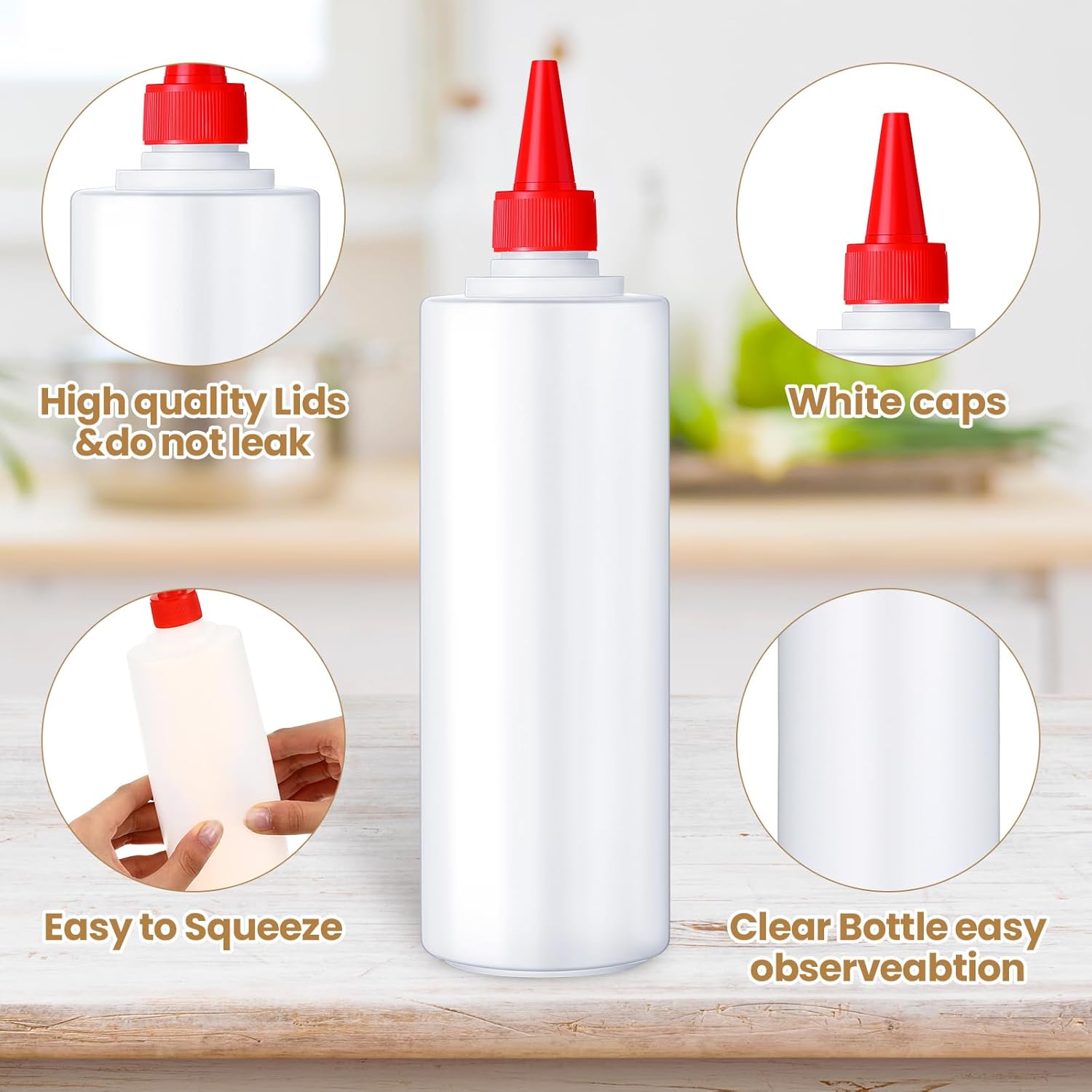 Irenare 30-Piece Plastic Condiment Squeeze Bottles
