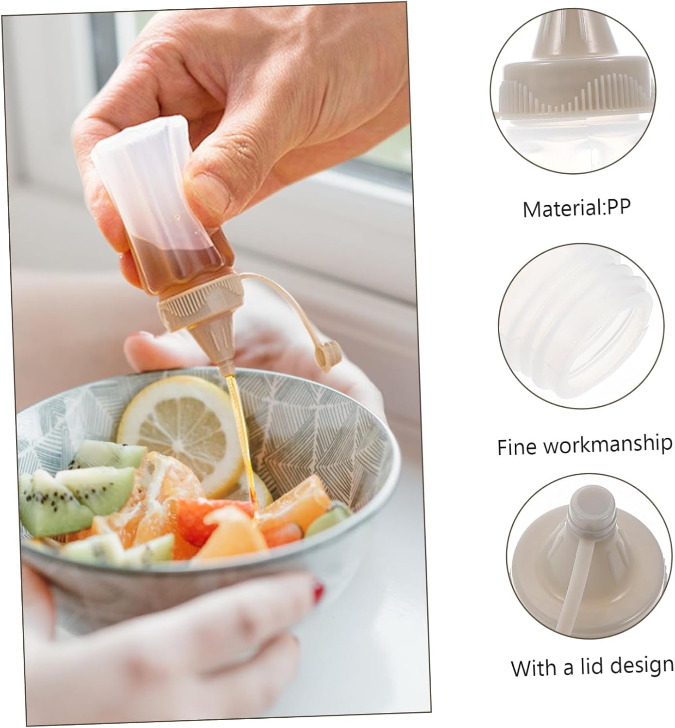 NAMOARLY 8pcs Kitchen Condiment Squeeze Bottles Set Transparent Plastic Sauce Dispenser
