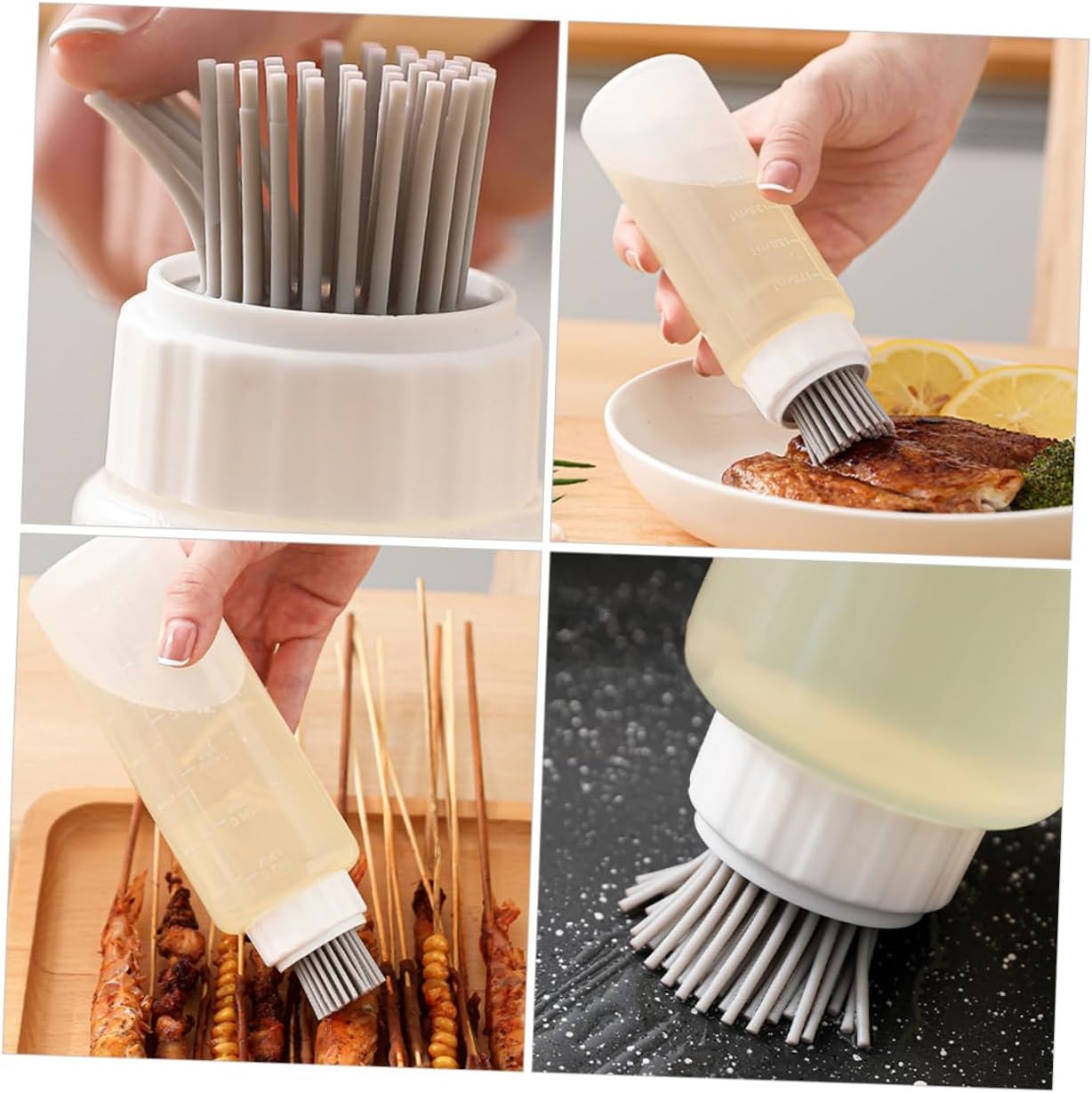 French Professional Silicone Oil Dispenser with Basting Brush for BBQ Cooking
