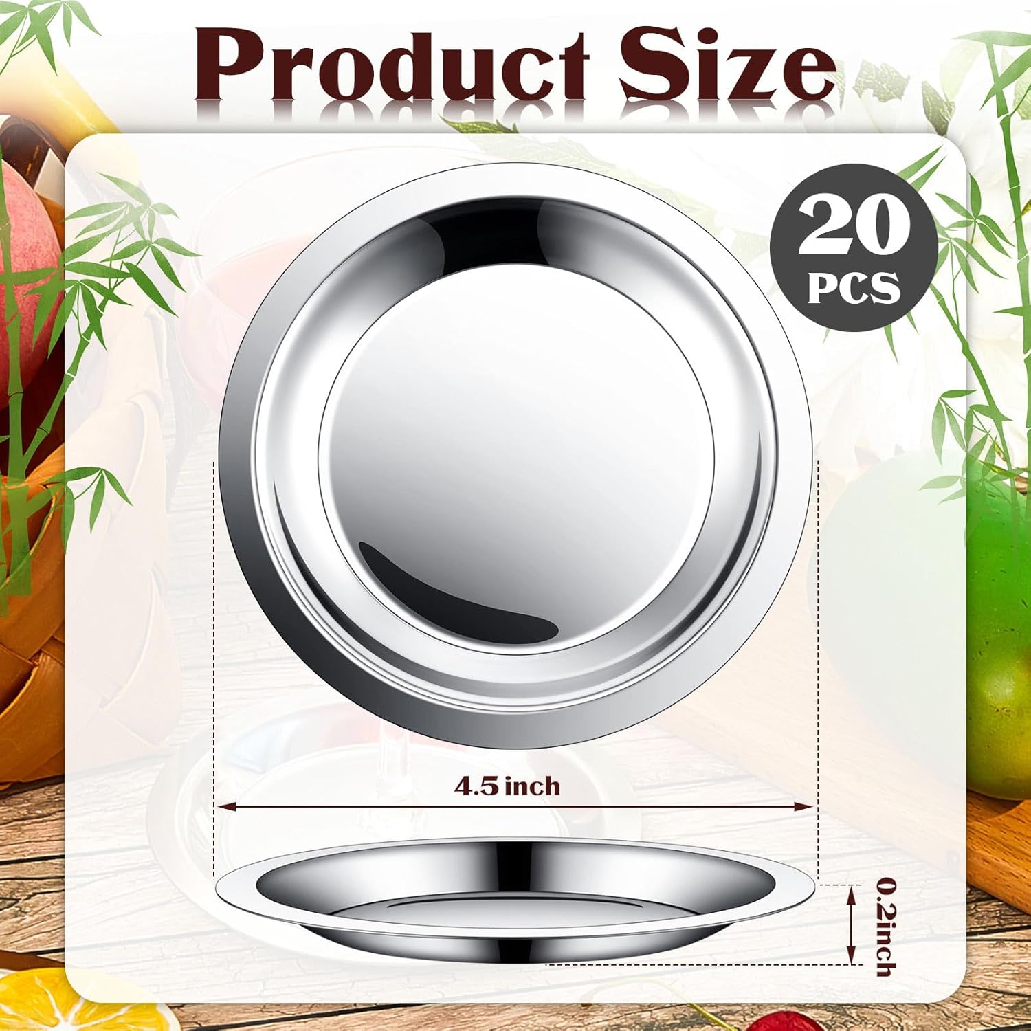 Meekoo 20-Piece Set - Stainless Steel Smooth Wine Bottle Coasters