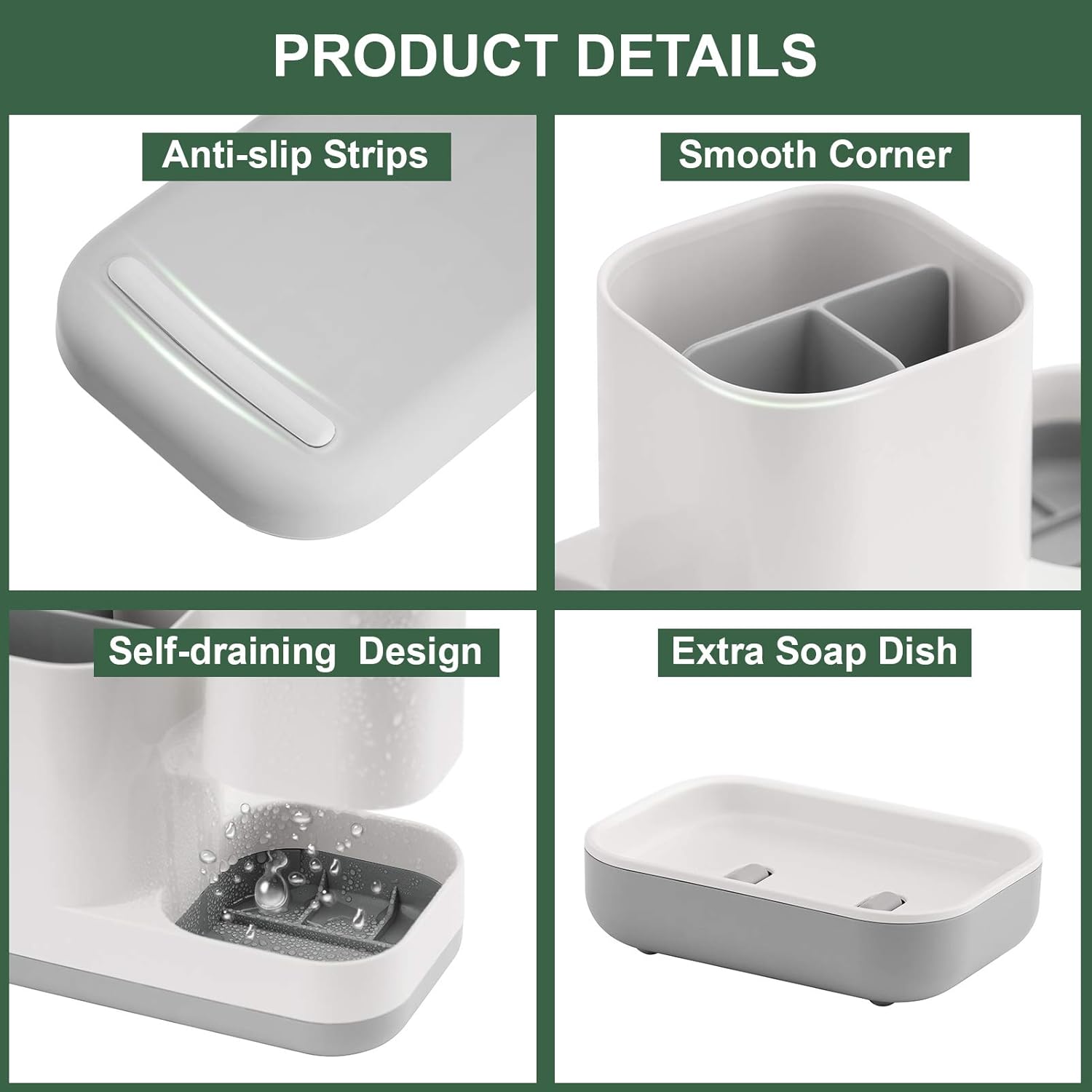 VITVITI Toothbrush Holder with 2 Cups and Soap Dish 1