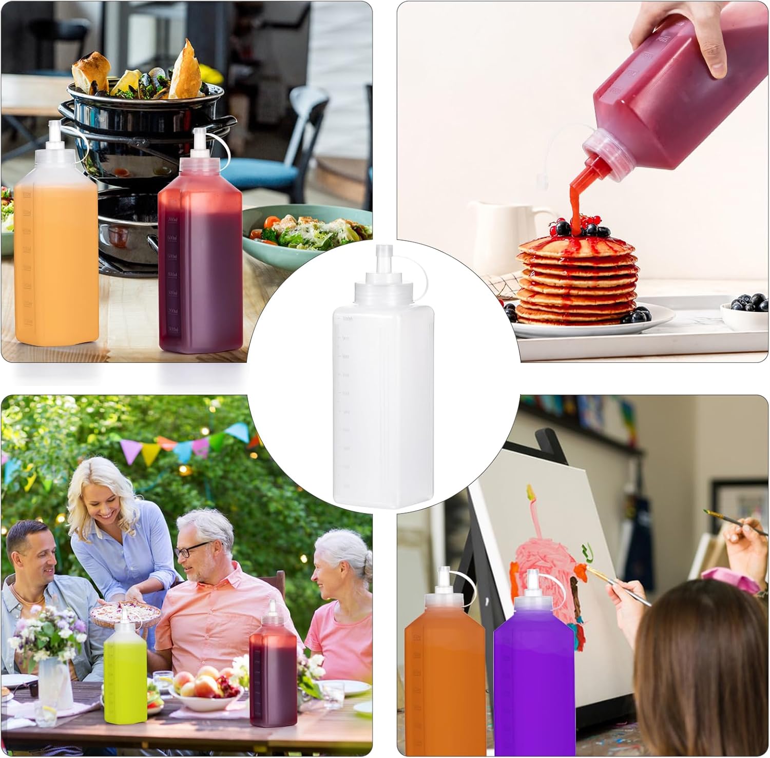 Uceoo 27 Ounce Squeeze Condiment Bottles with Cap Lids