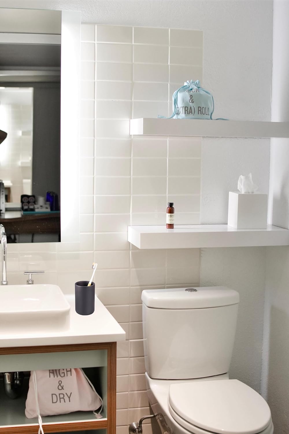 Resin Bathroom Tumbler Cup Matte Black Multifunctional Holder