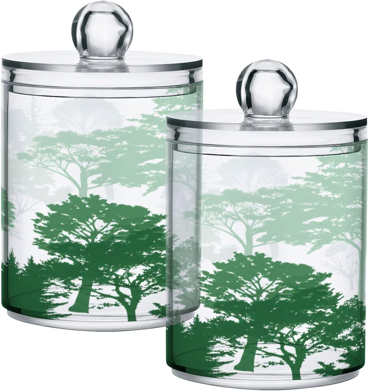Qilmy 2-Pack Forest Silhouette Pattern Qtip Holder
