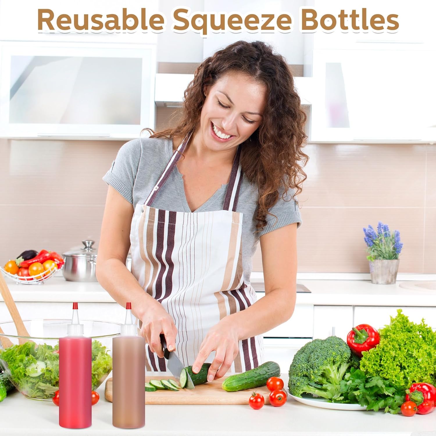 Jinei 30pk 8oz Squeeze Bottles - Clear Kitchen Squeeze Containers