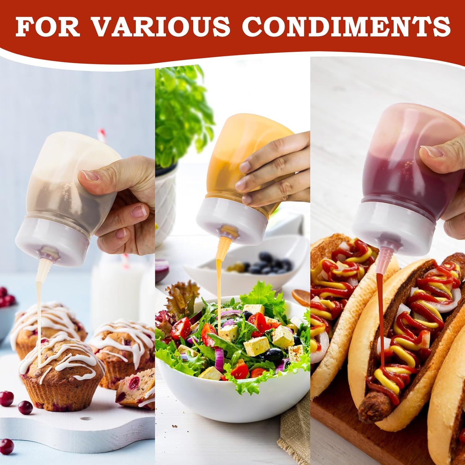 Uceoo Condiment Squeeze Bottles Perfect for 2 Pack