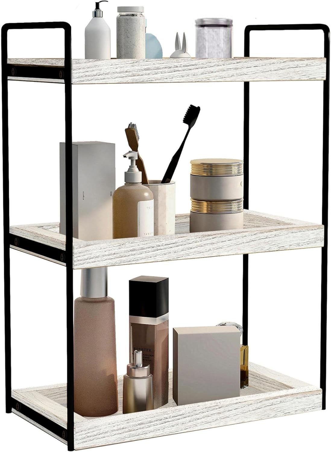 Dorhors 3-Tier Bathroom Counter Organizer Rustic White