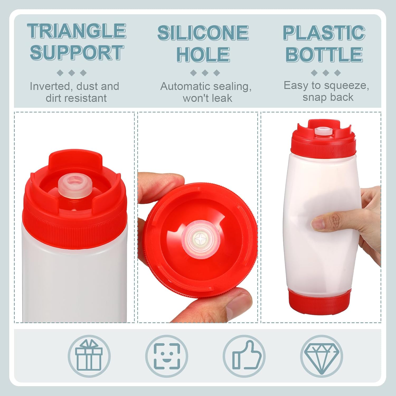 4-Piece Red Squeeze Bottles