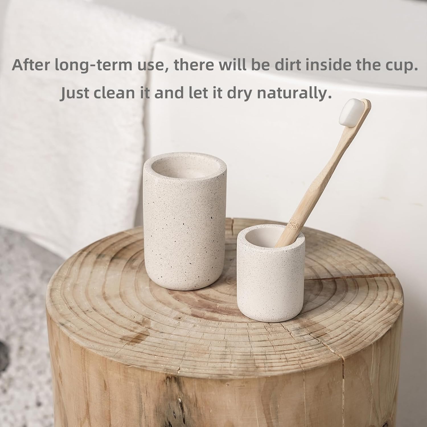 Concrete Bath Tumbler Set for Toothbrush Mouthwash Holder