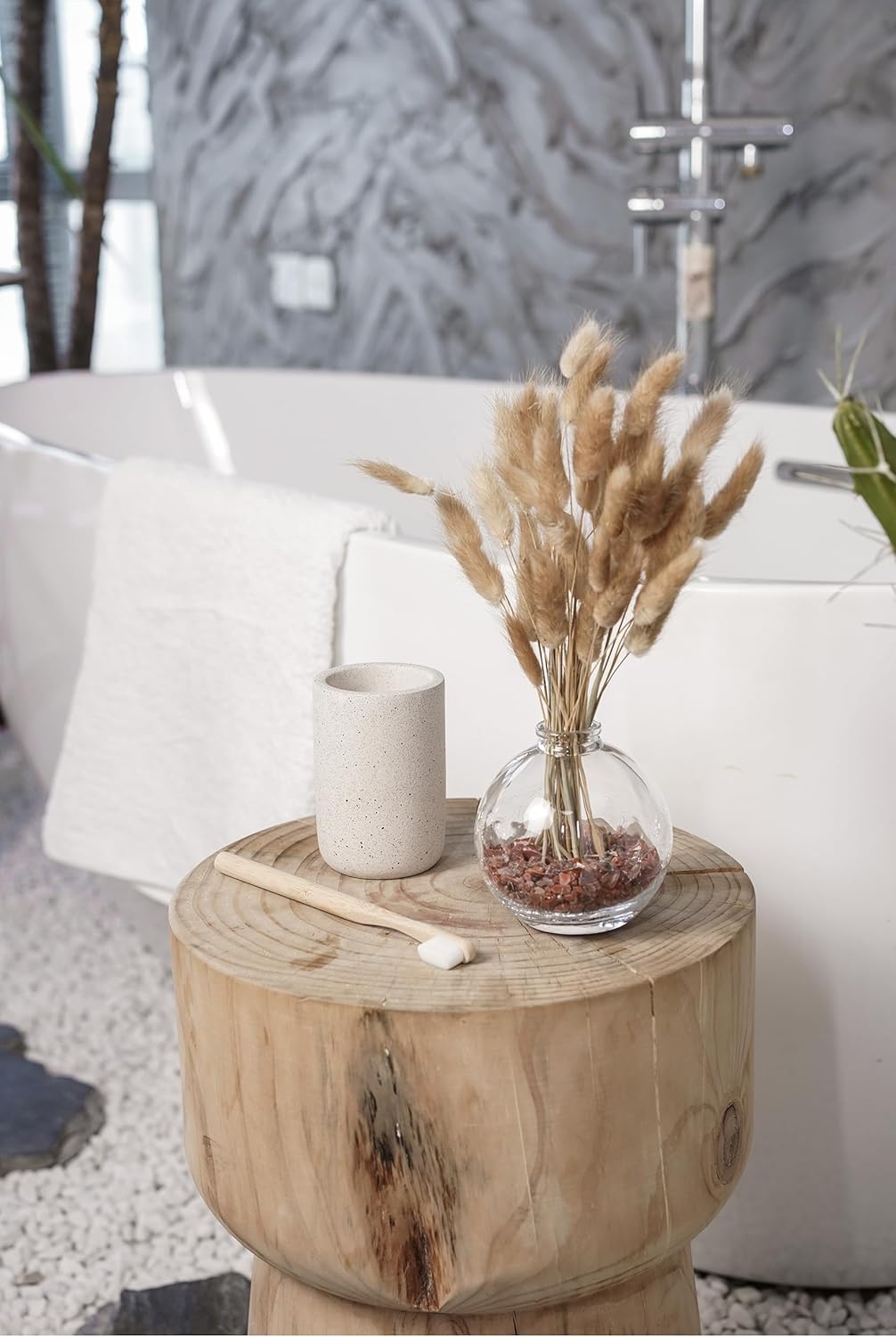 Concrete Bath Tumbler Set for Toothbrush Mouthwash Holder