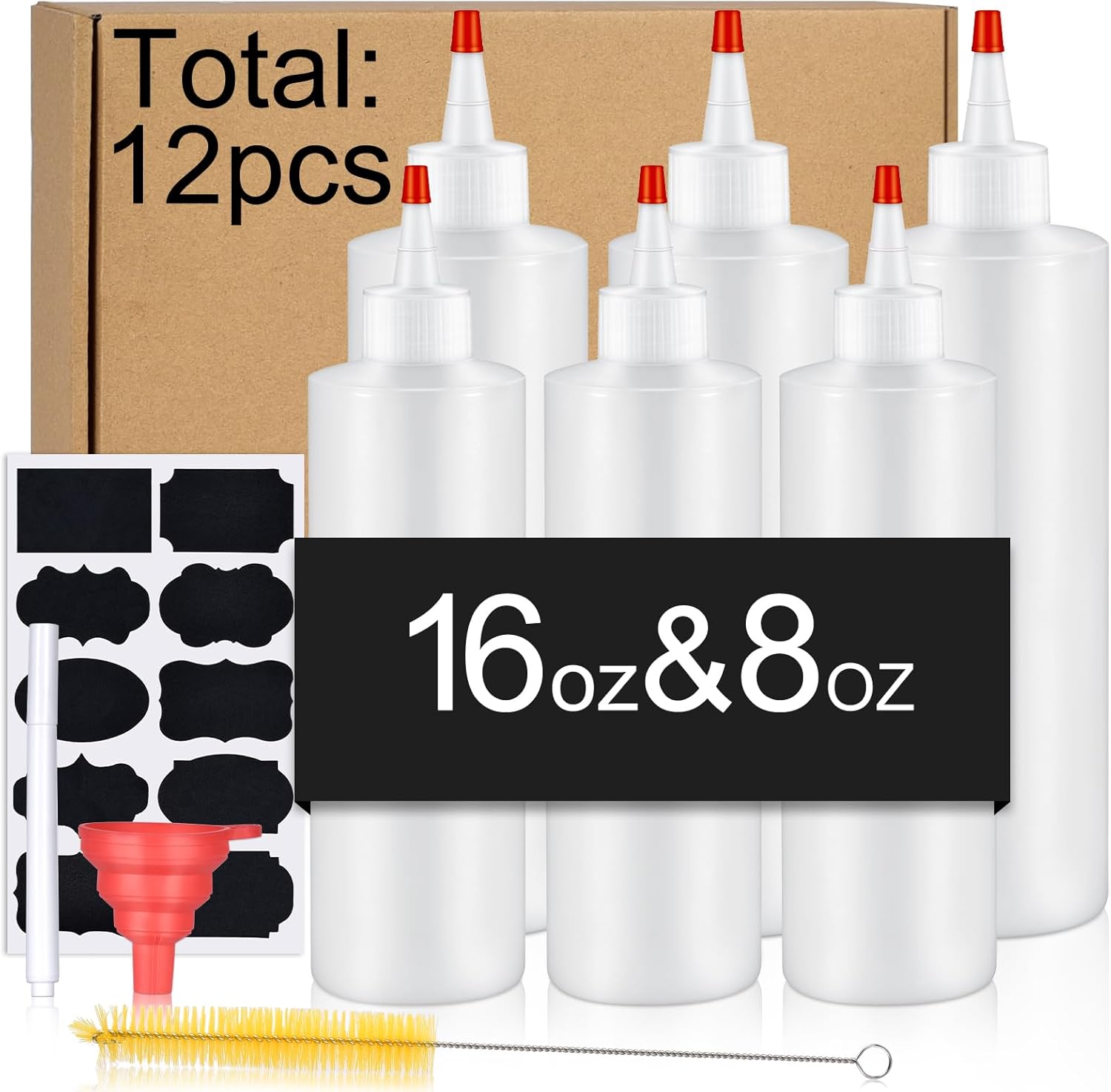 12PCS Squeeze Bottle Set - Protein Shaker restaurants for condiment dispenser