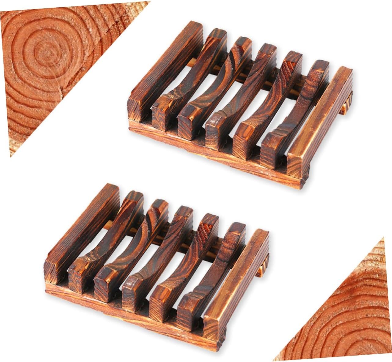 3pcs Wooden Soap Dish Natural Drain Soap Rack for Bath Kitchen