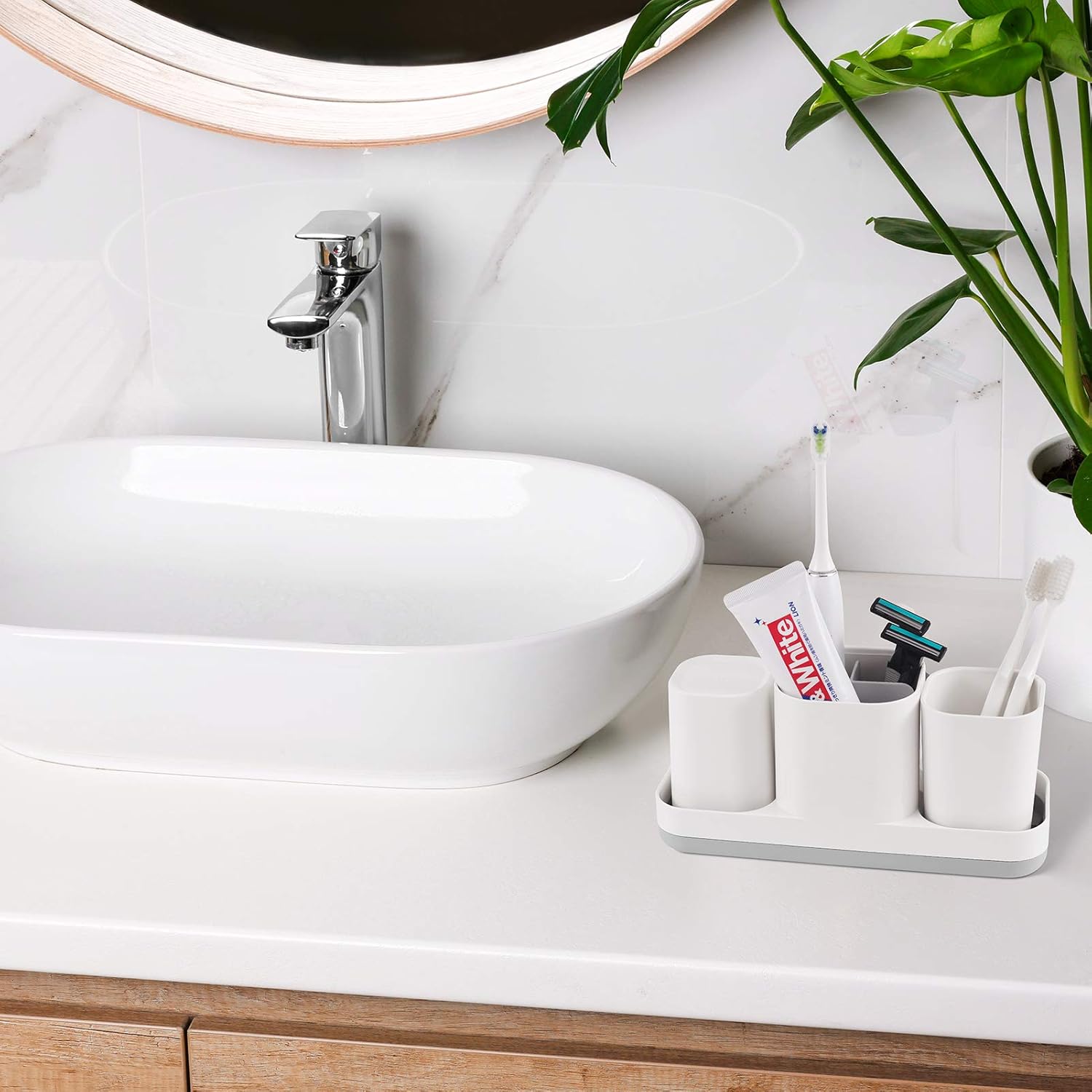 VITVITI Toothbrush Holder with 2 Cups and Soap Dish 1