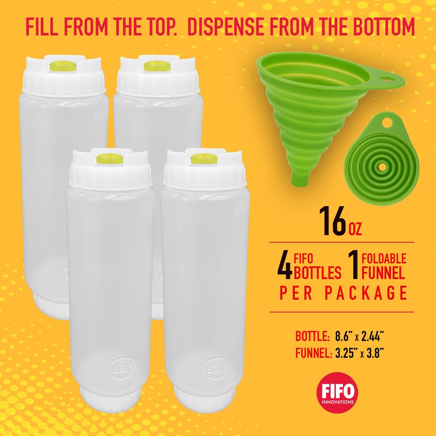 Rockland Guard FIFO Squeeze Bottle Set 4