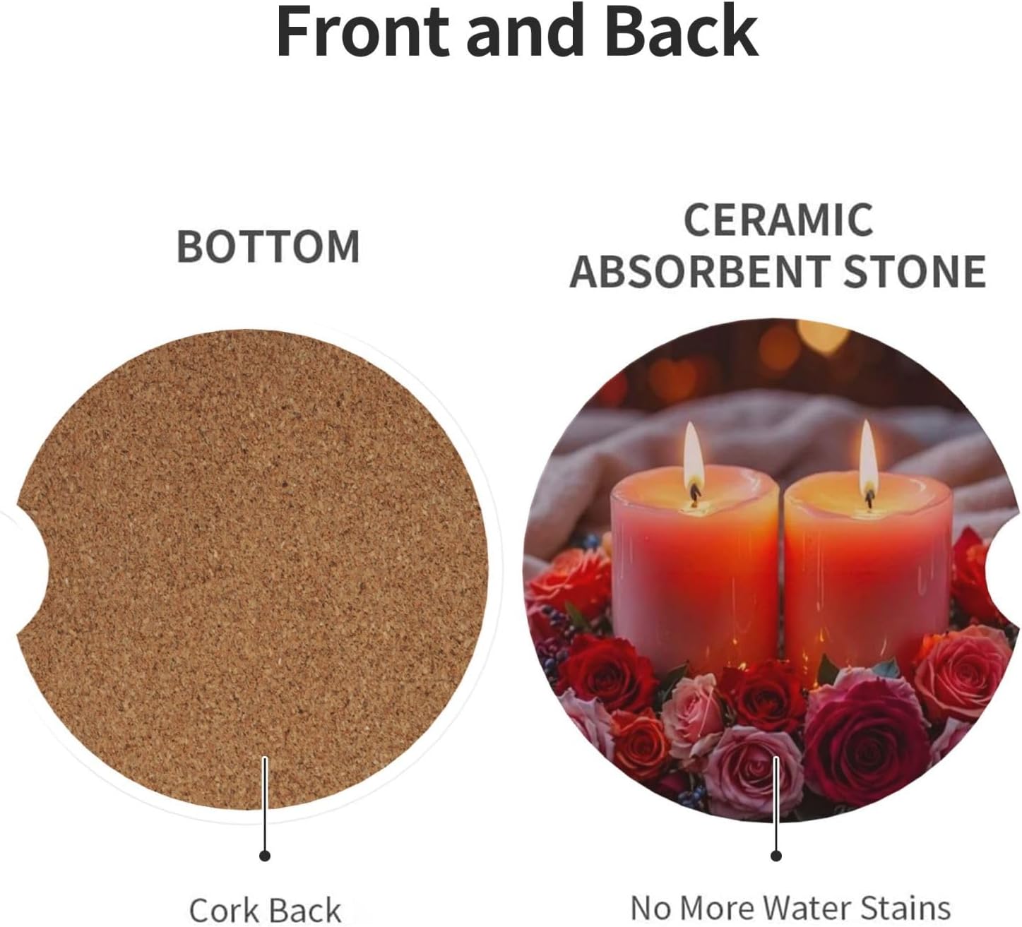 Candleflower 2-Piece Coasters Set for Car Accessories