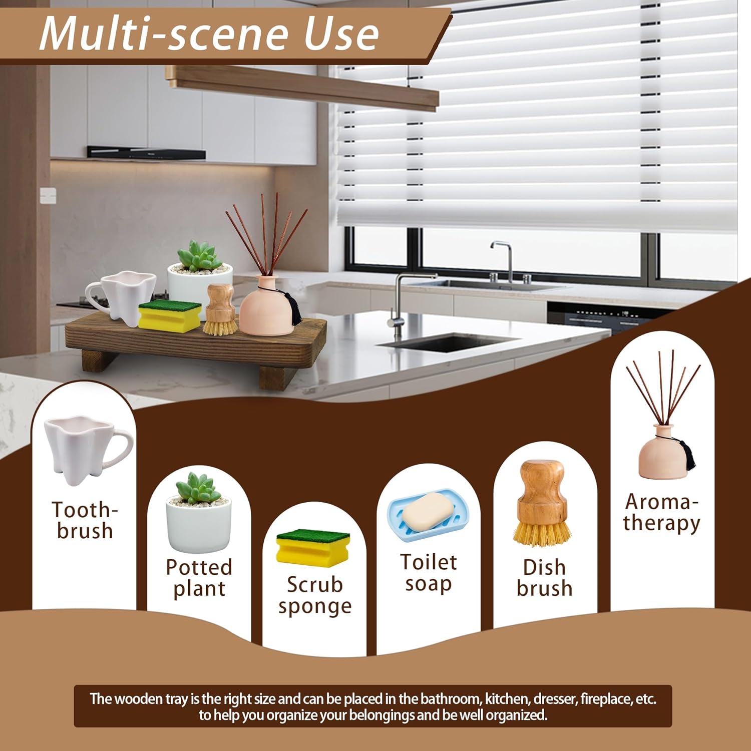 YITOBA Wooden Bathroom Counter Tray