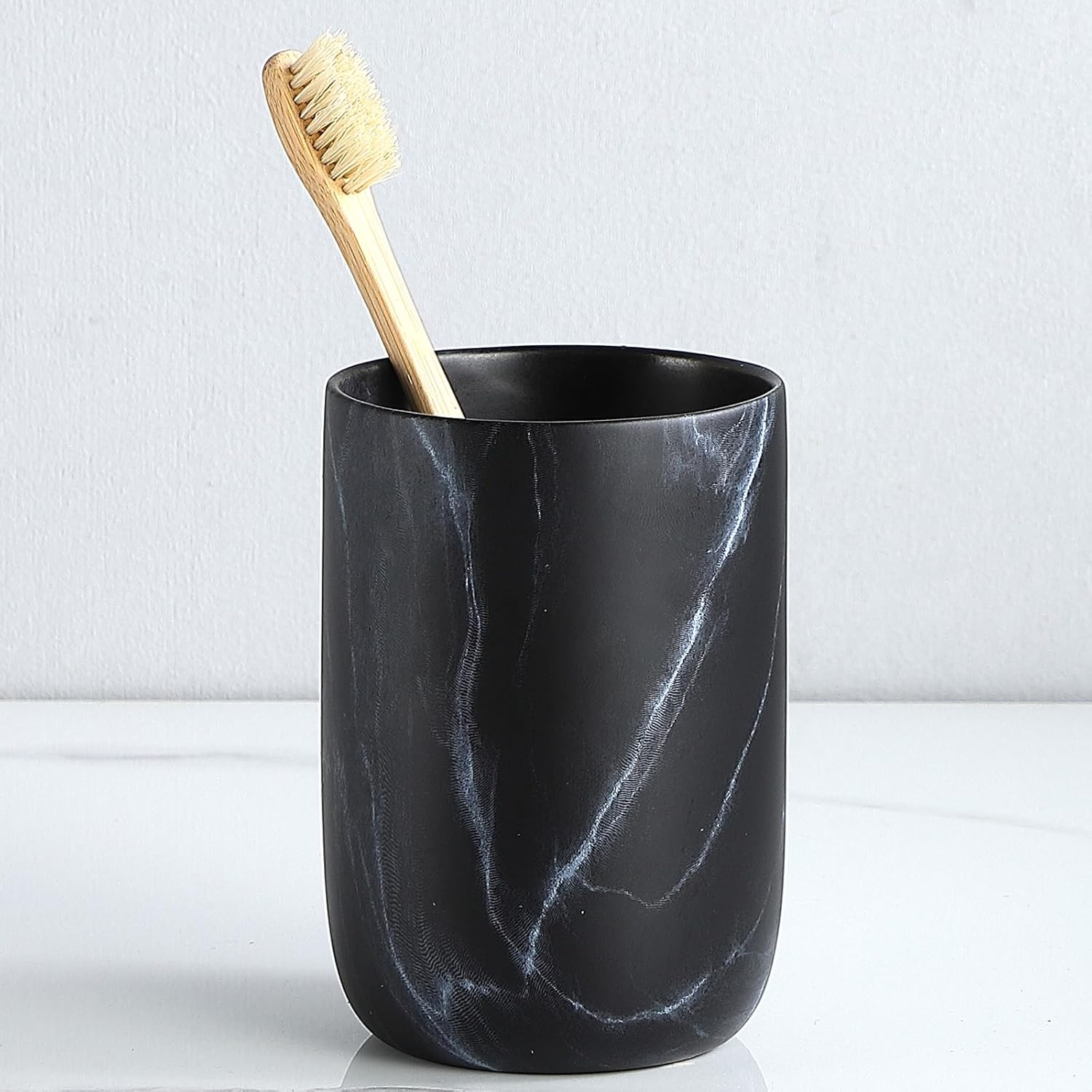 Black Marble Design Ceramic Toothbrush Organizer