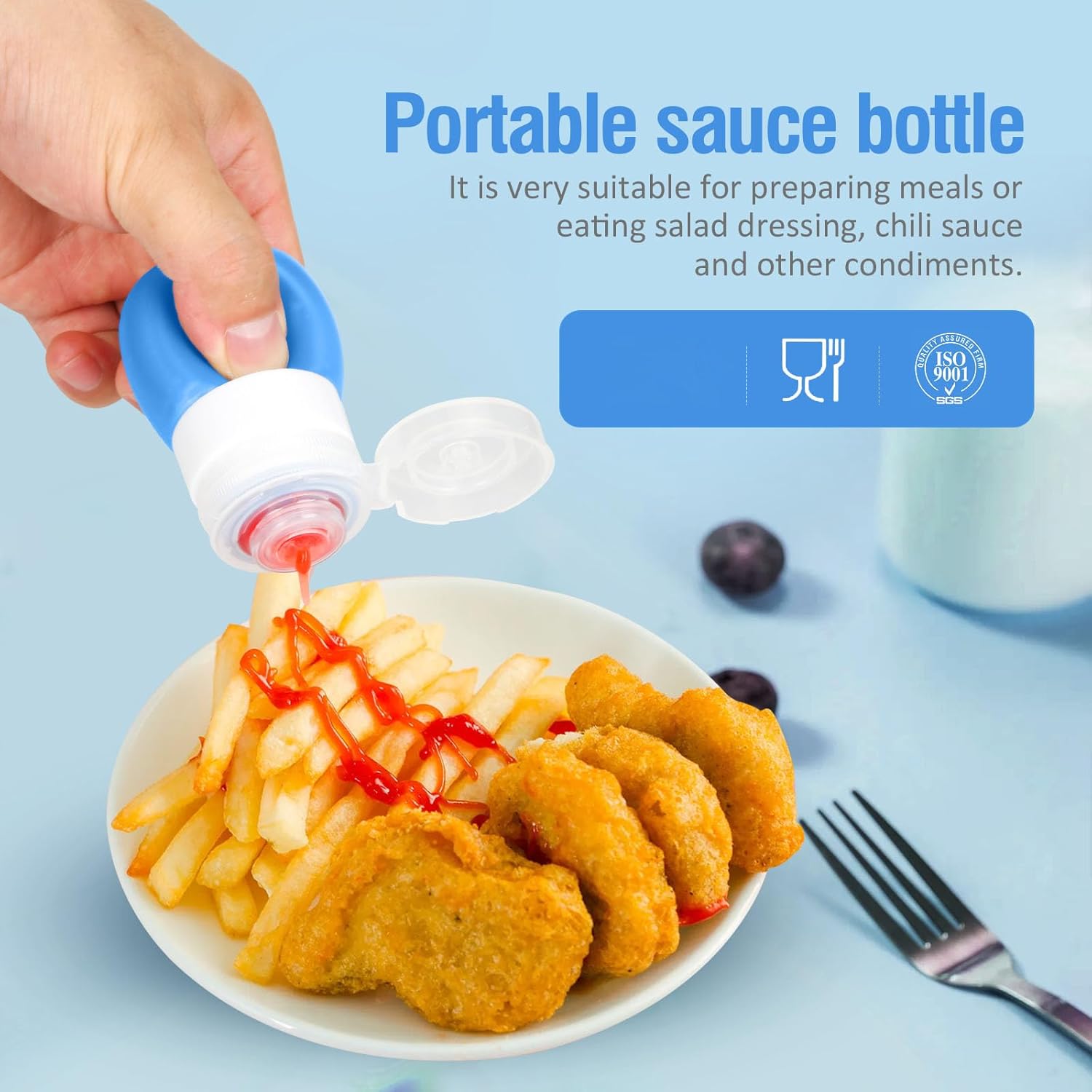 Timiuu Squeeze Salad Dressing Bottles Set of 4 Travel-Friendly BPA-Free