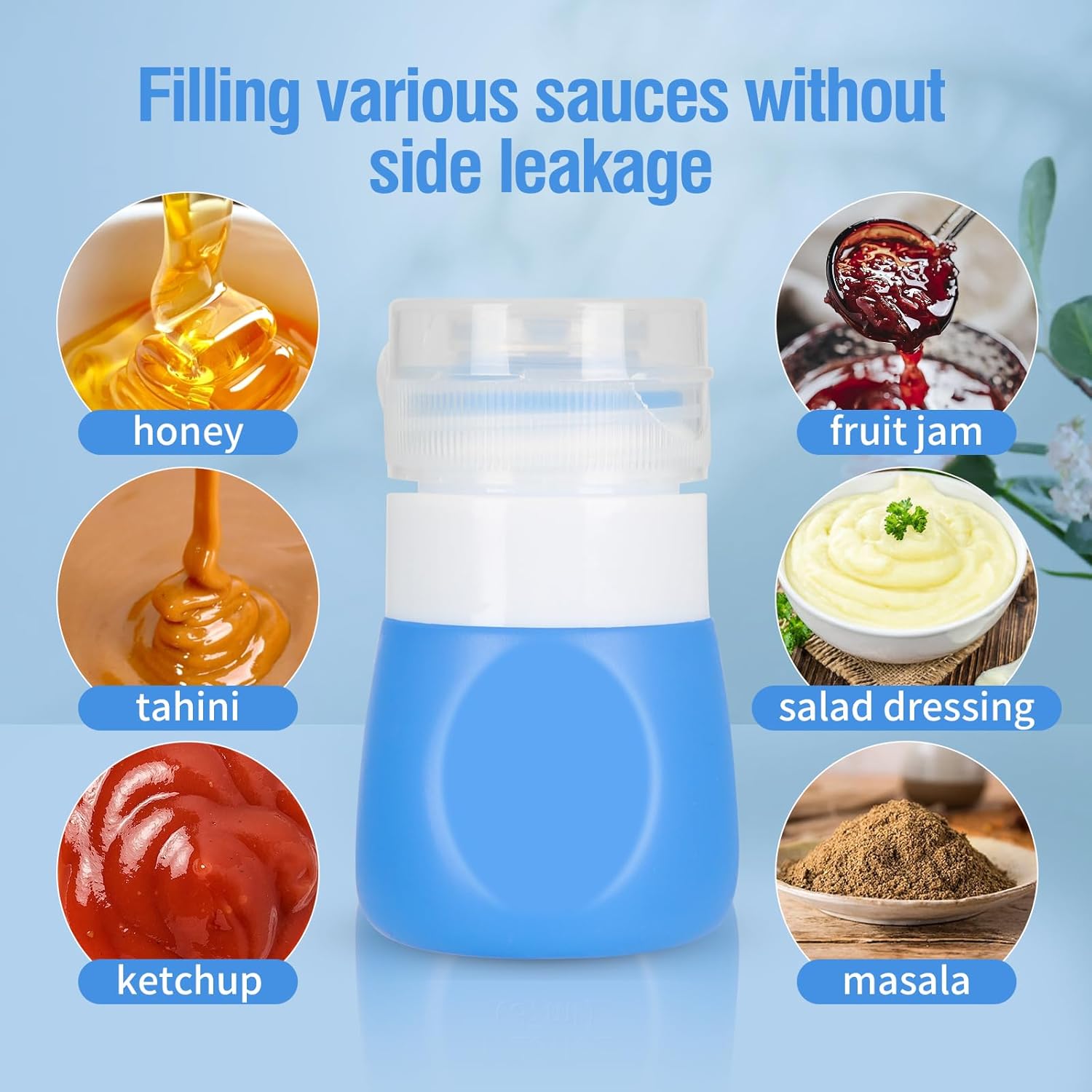 Timiuu Squeeze Salad Dressing Bottles Set of 4 Travel-Friendly BPA-Free