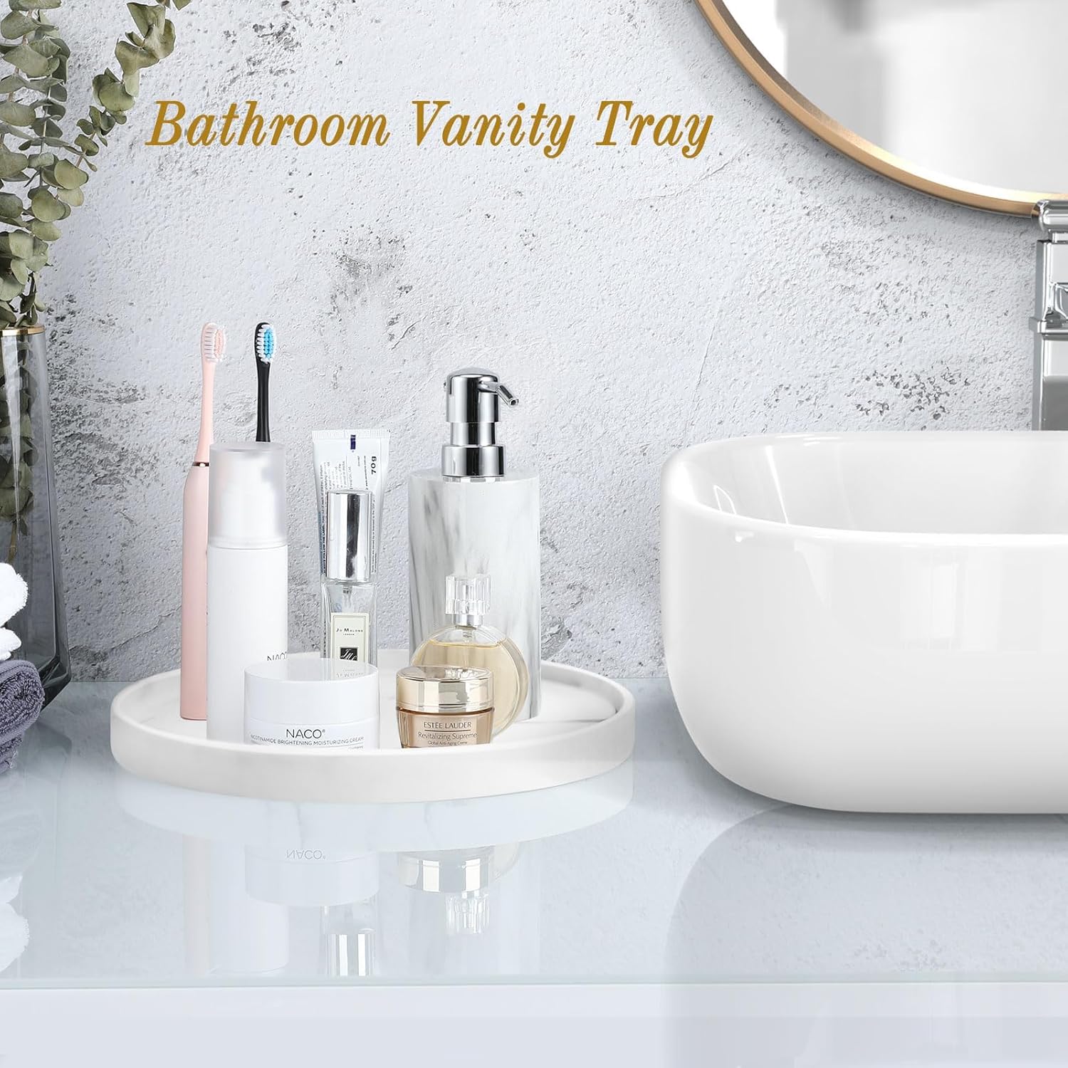 Luxspire Round Vanity Tray Marble White