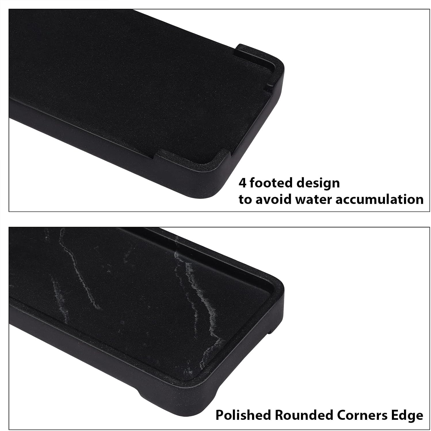 Premium Black Marble Bathroom Vanity Tray Organizer
