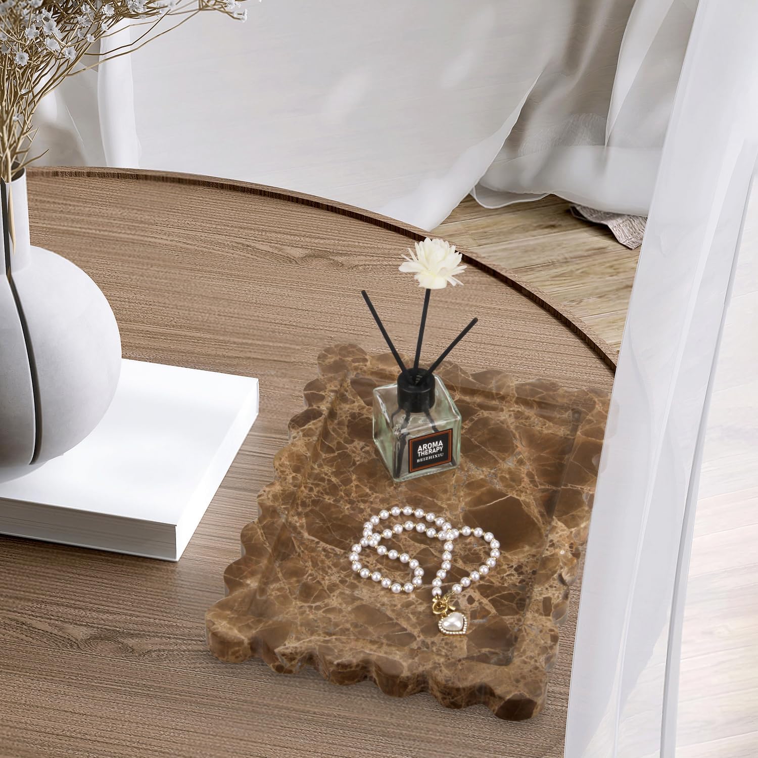 Natural Marble Luxury Vanity Tray for Bathroom Kitchen