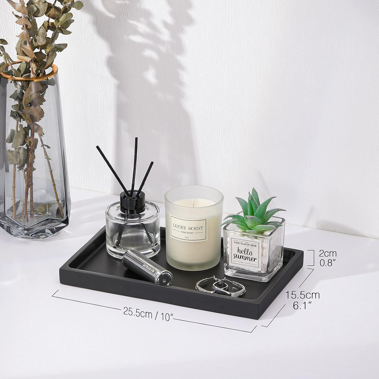 Luxspire Bathroom Vanity Tray - Durable Matte Black Organizer