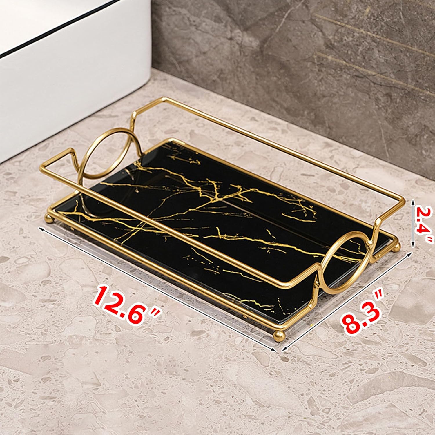 Luxury Bath Counter Organizer trays by Virvia - Black Gold