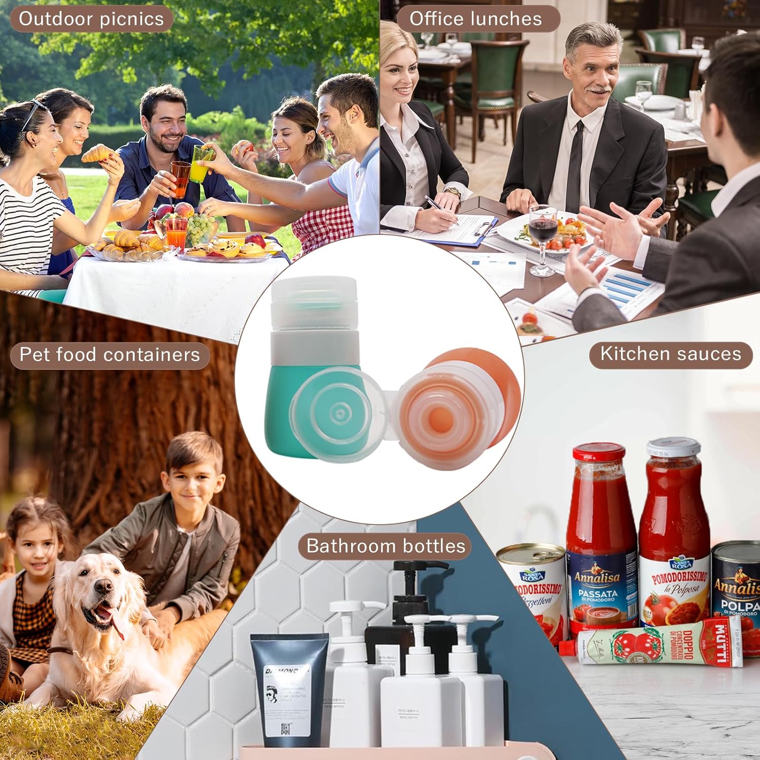 5-Pack 13oz Silicone Salad Dressing Bottles with Cleaning Brush