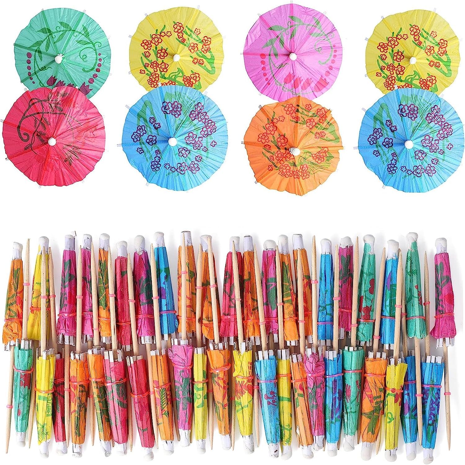 Stylish 50-Pack Umbrella Cocktail Picks for tropical parties