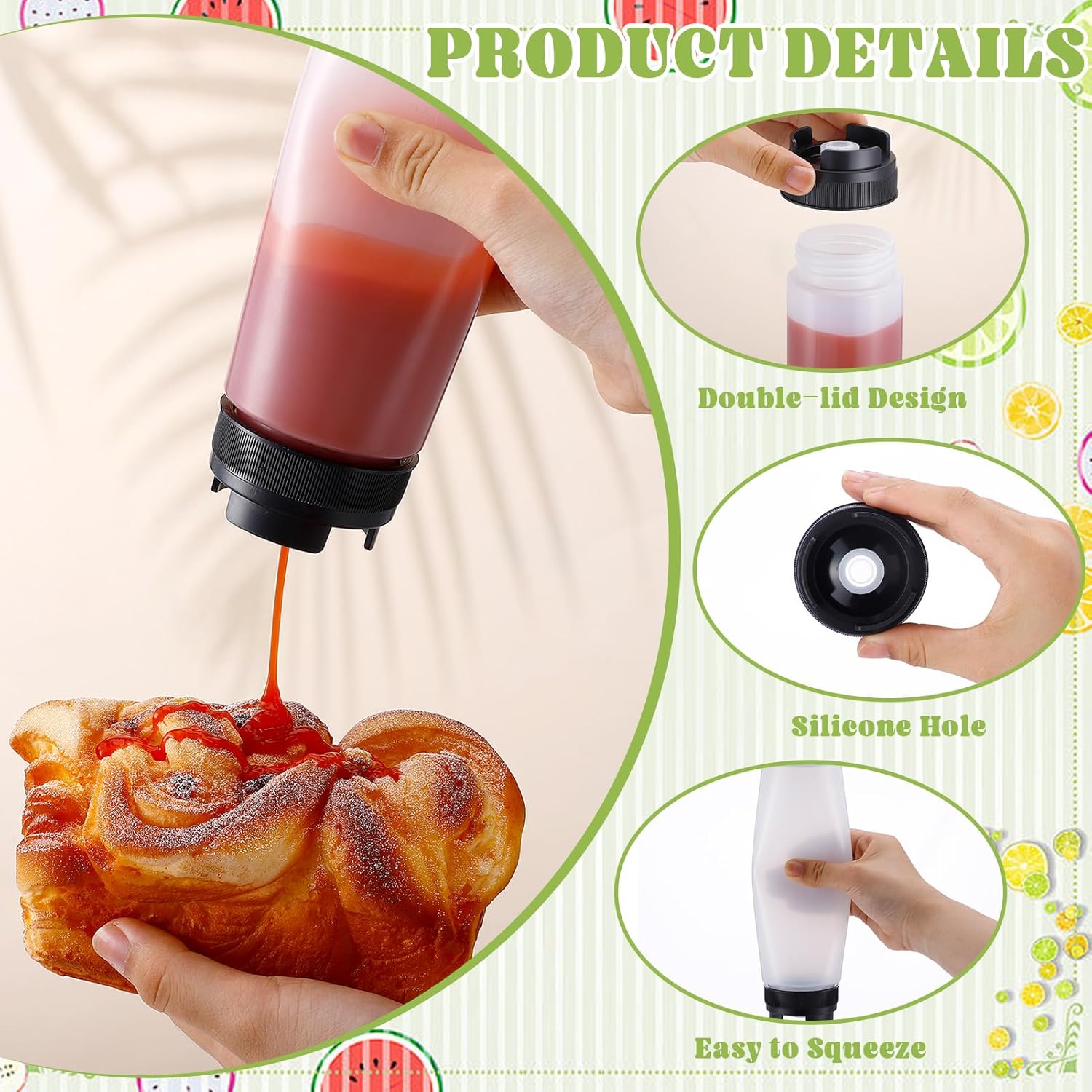 ZhouBoat 8-Piece 16oz Squeeze Bottles Condiment Ketchup Dispensers
