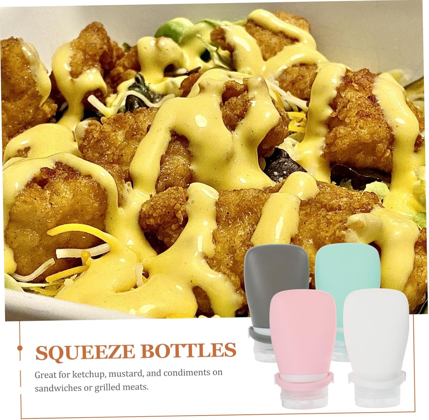 4 Piece Leak-Proof Squeeze Condiment Bottles Set Perfect for Cooking Entertaining