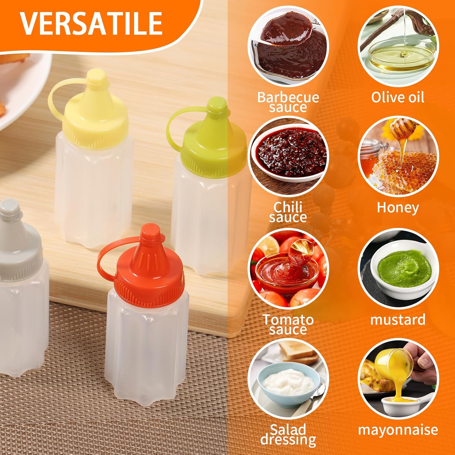 16Pcs 1oz Squeeze Bottles for Sauces and Condiments 1