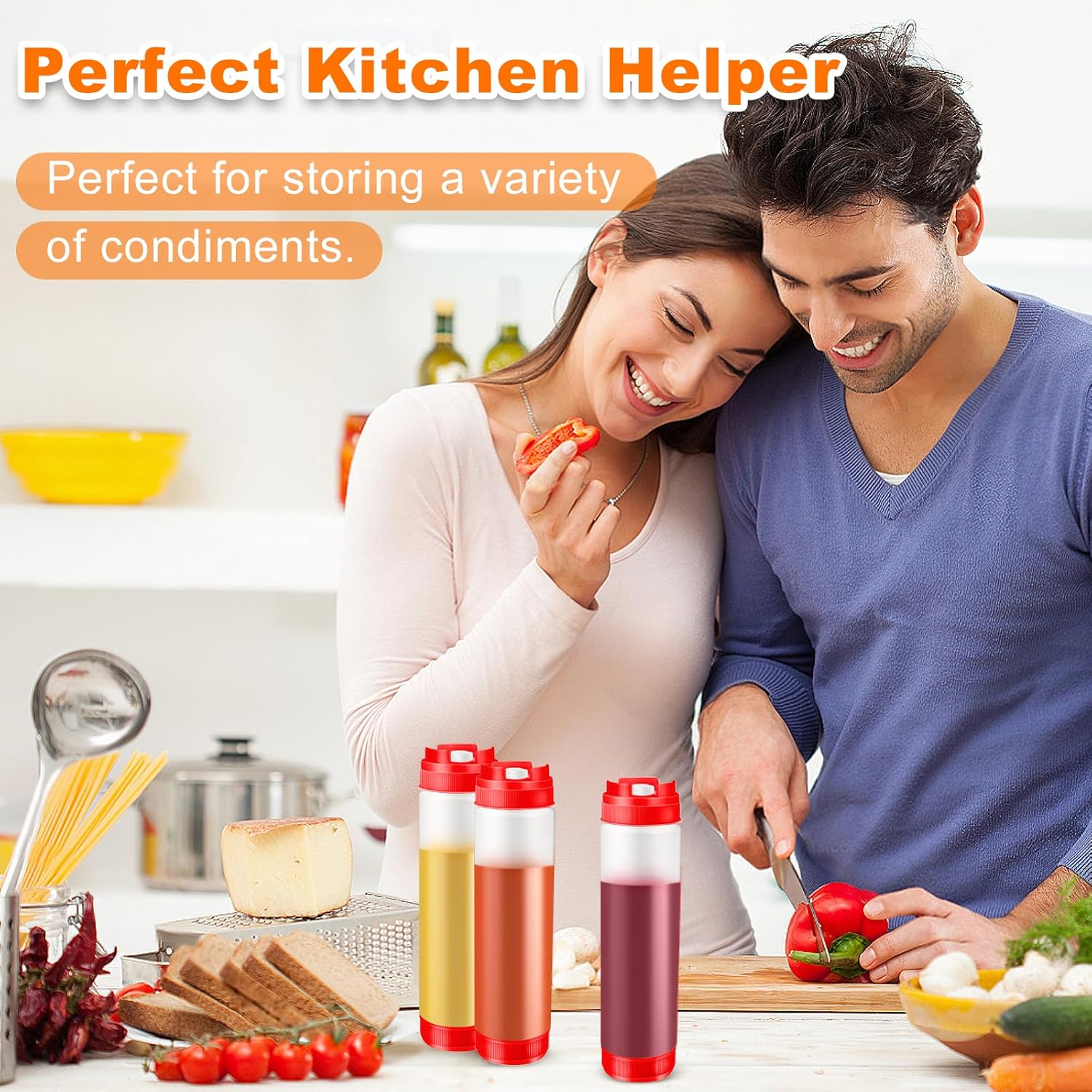 CHIVENIDO 6PCS 16oz Condiment Squeeze Bottles