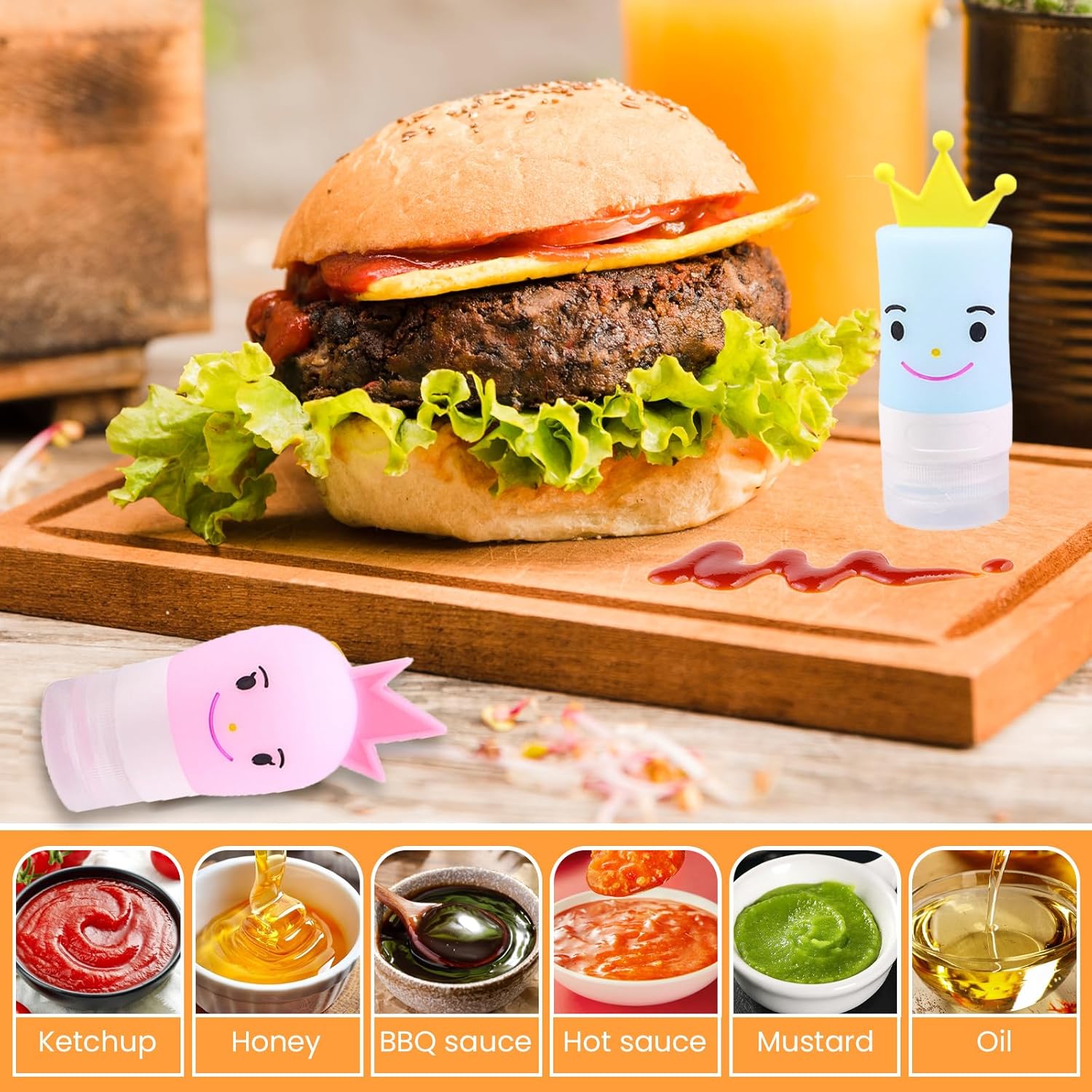 Portable Prince Princess Condiment Bottles for Lunch