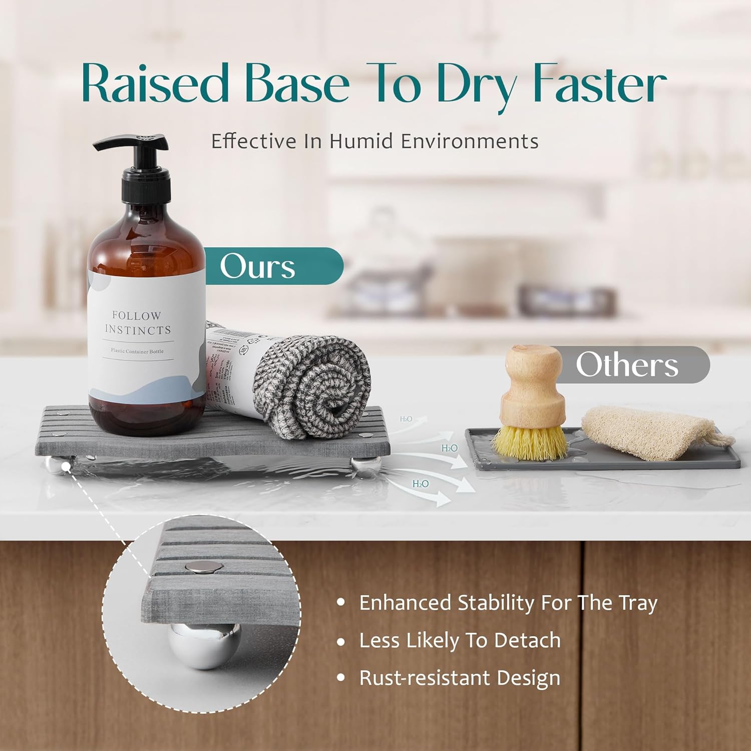 Dreatim Water Absorbing Stone Tray for Sink - Grey 9 x 4