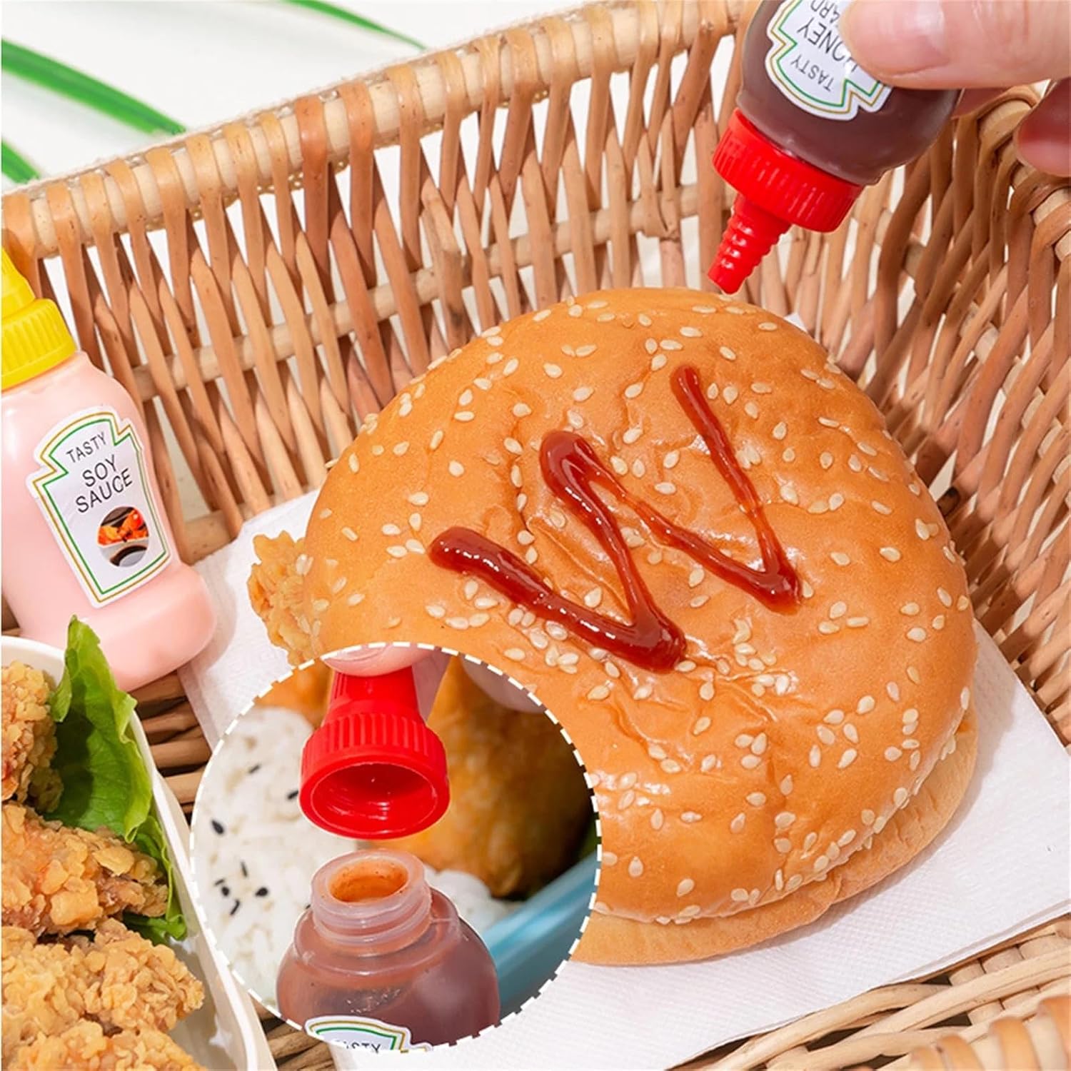 4 Pcs Mini Ketchup Bottles 25ml