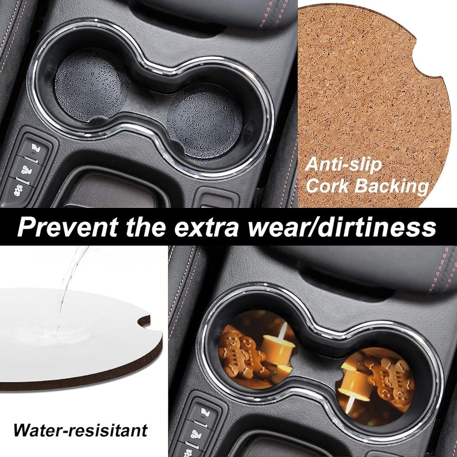 6-Piece Car Coasters for Cup Holders