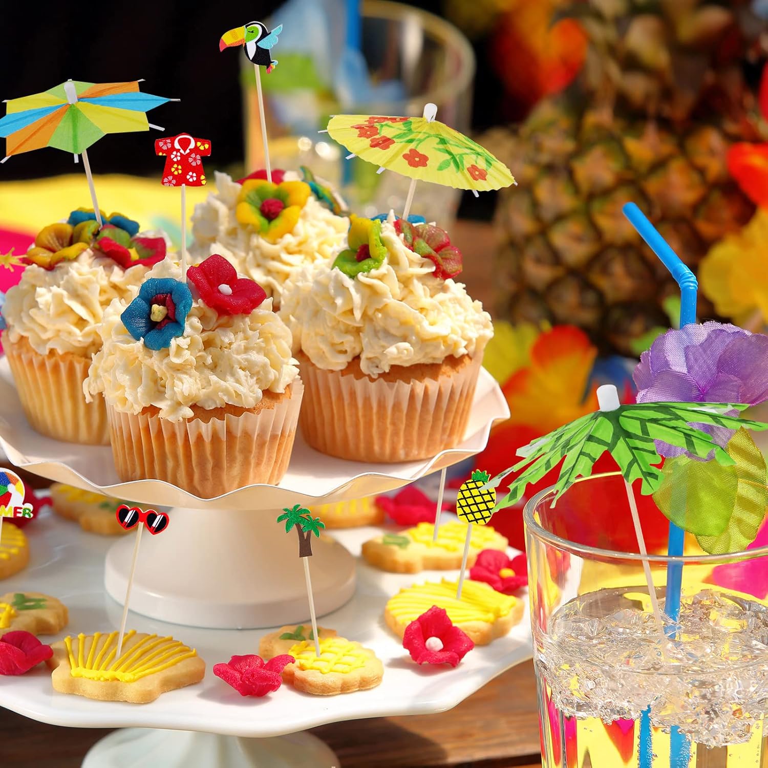 210-Piece Bamboo Cocktail Umbrella Picks for Luau Beach and Party Uses