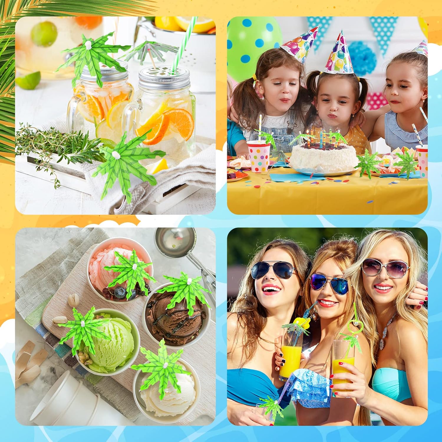 Tropical Fun 150 Coconut Leaf Drink Umbrellas for Elegance Style