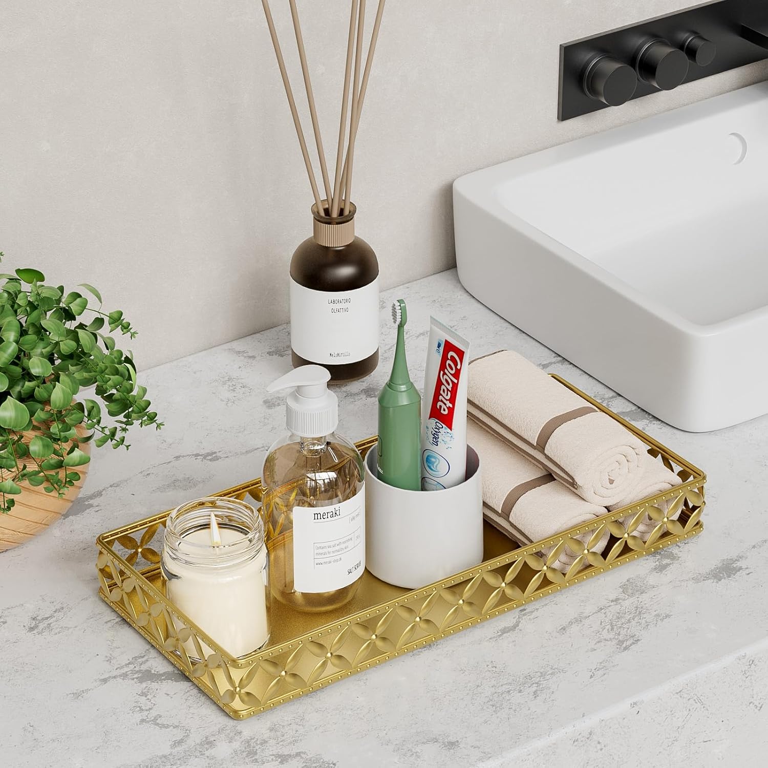 Adorable Bathroom Vanity Tray - Perfect for Small Spaces
