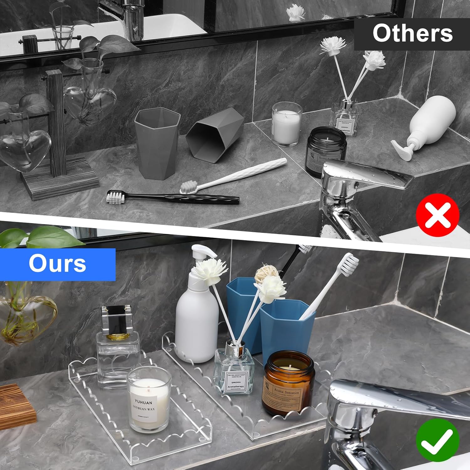 Stylish Acrylic Bathroom Vanity Tray for Small Essentials