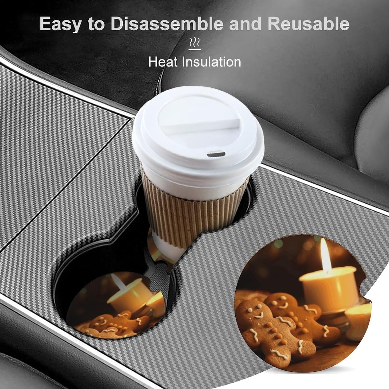 6-Piece Car Coasters for Cup Holders