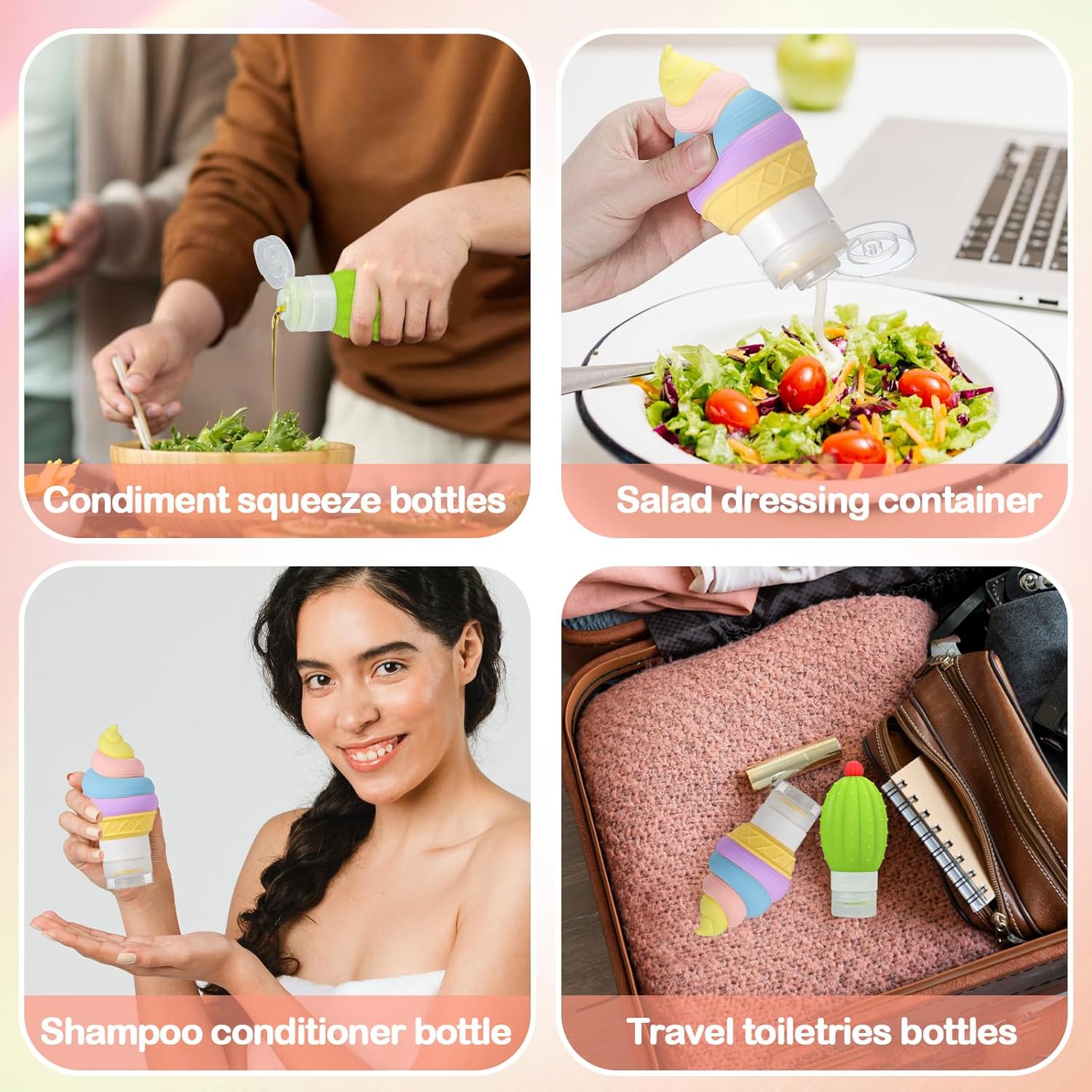 Mini Leak-Proof Silicone Squeeze Bottles for Kitchen and Camping