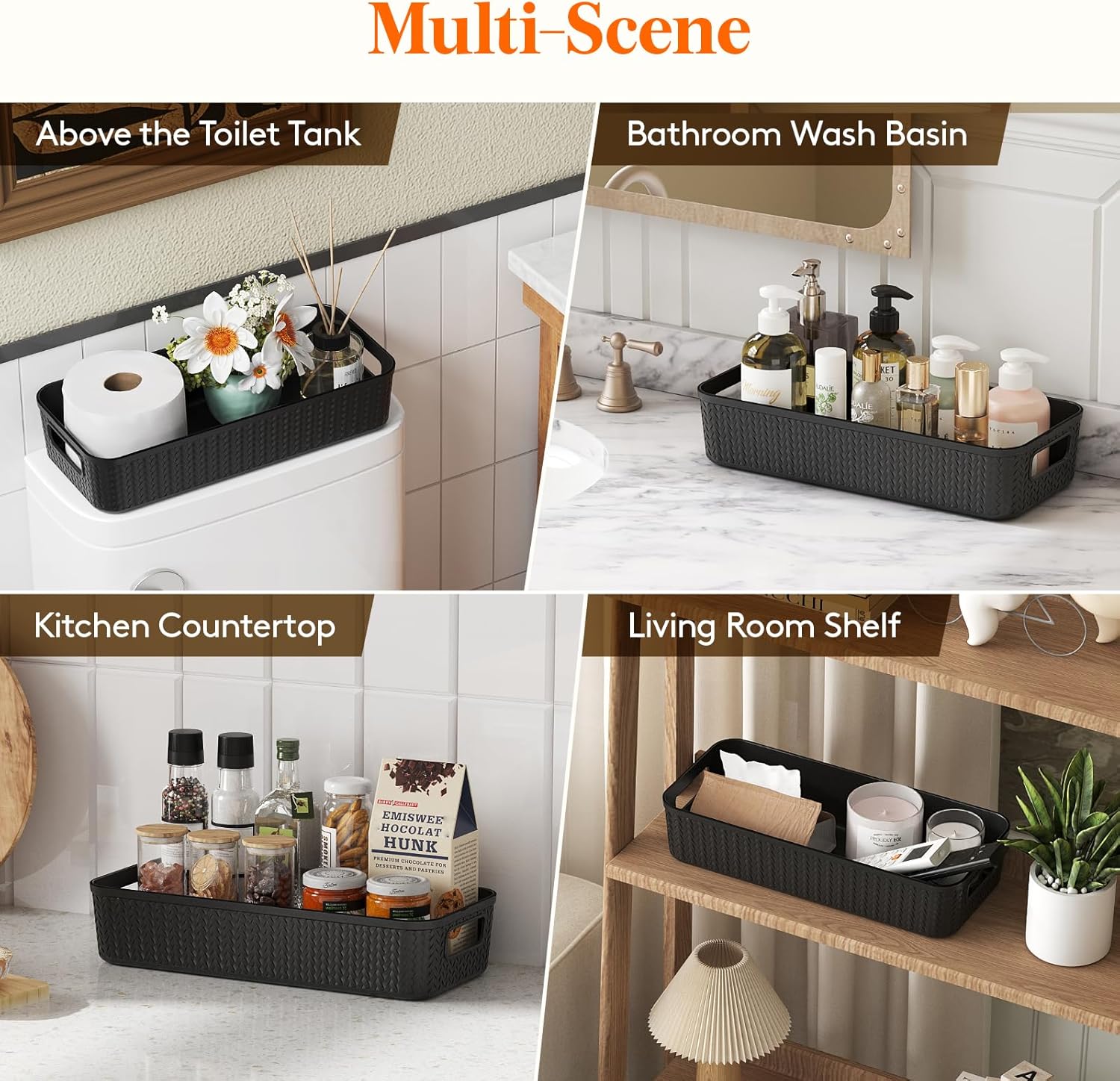 Lifewit Black Toilet Paper Basket with Handle