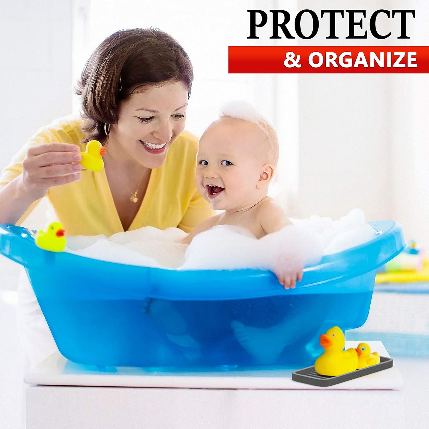 ZAPPOWARE Silicone Sink Caddy Organizer 9x35 Gray